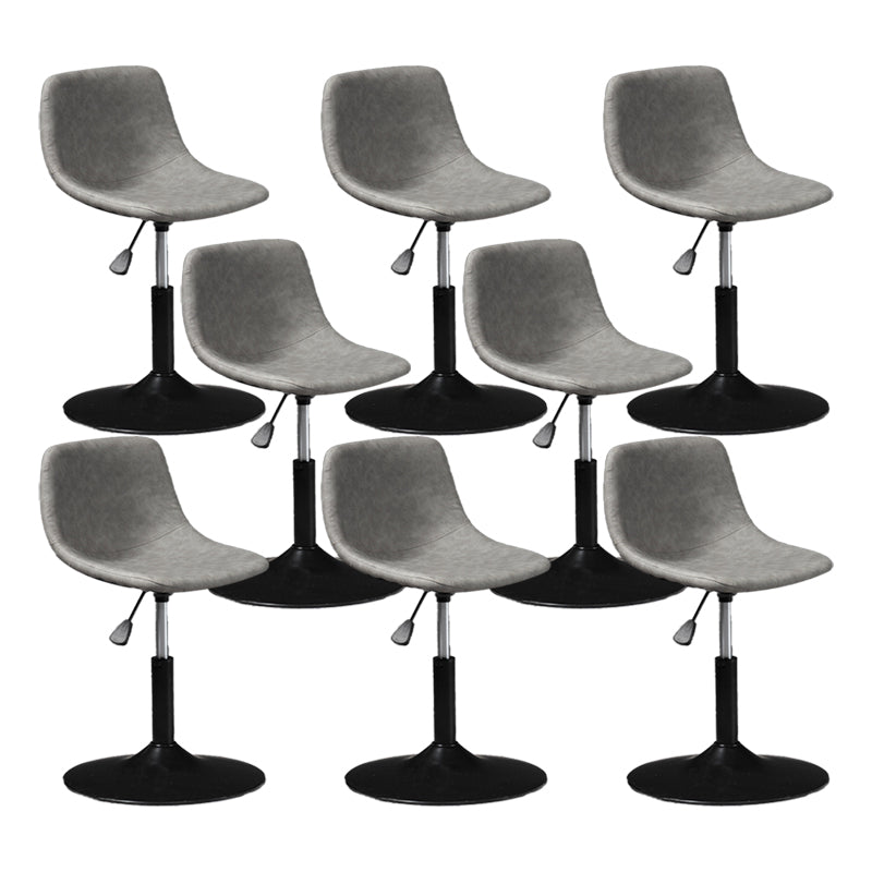 Scandinavian Metal Barstool Faux Leather Low Back Counter Stool