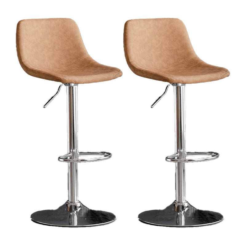 Scandinavian Metal Barstool Faux Leather Low Back Counter Stool