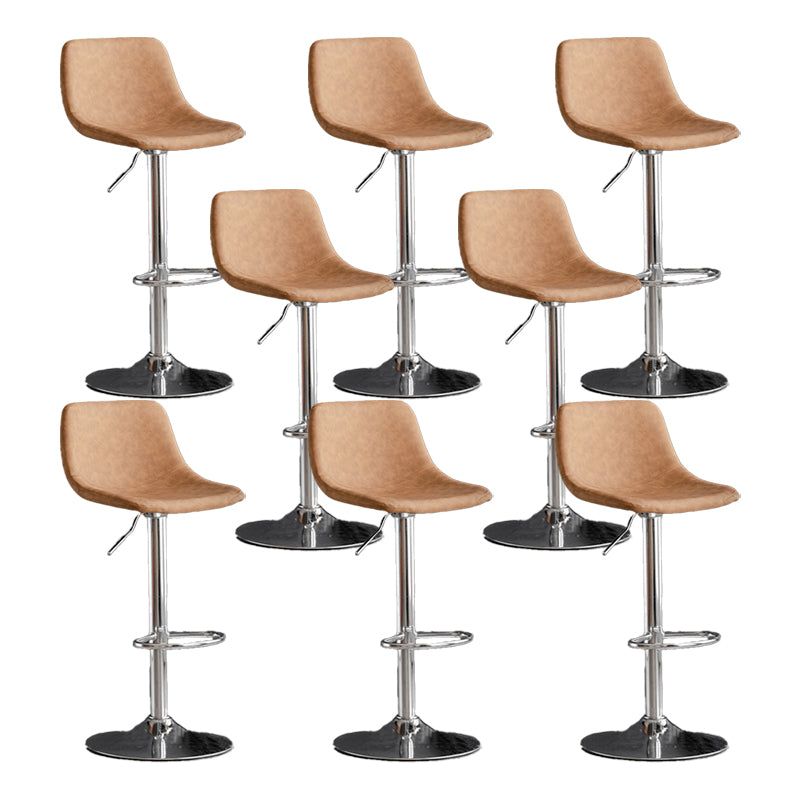 Scandinavian Metal Barstool Faux Leather Low Back Counter Stool