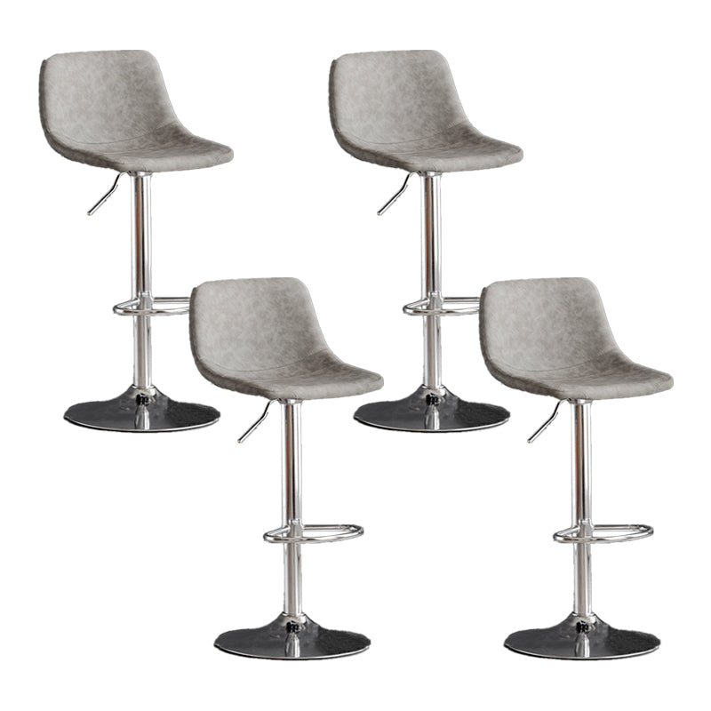 Scandinavian Metal Barstool Faux Leather Low Back Counter Stool