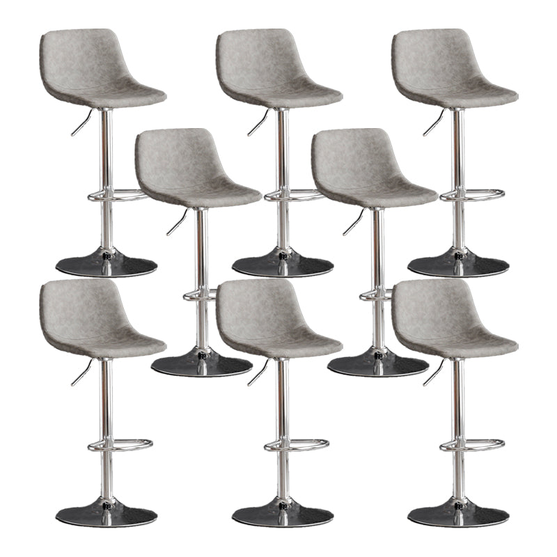 Scandinavian Metal Barstool Faux Leather Low Back Counter Stool