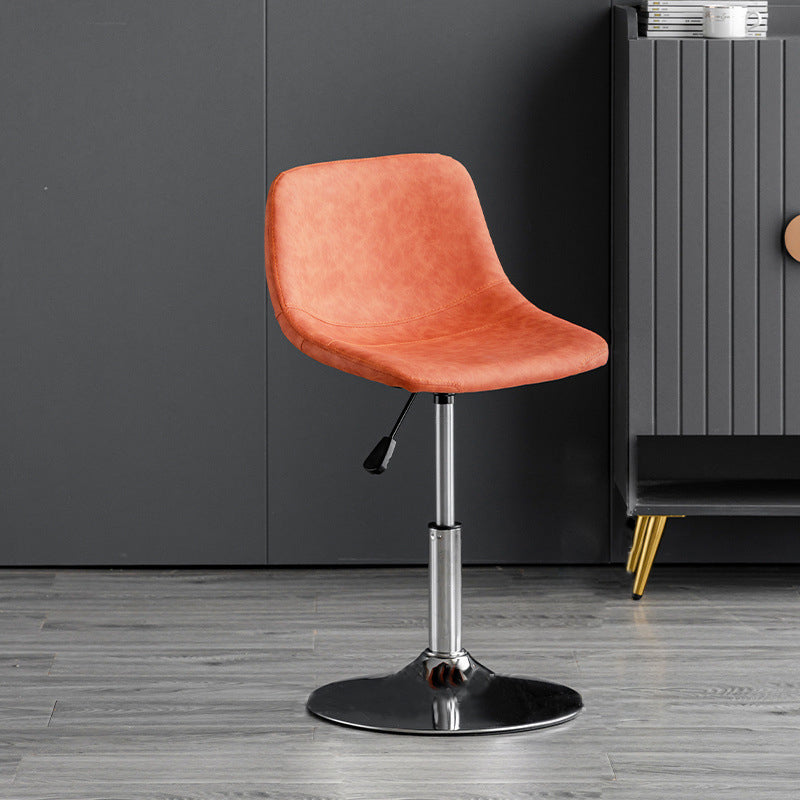 Scandinavian Metal Barstool Faux Leather Low Back Counter Stool