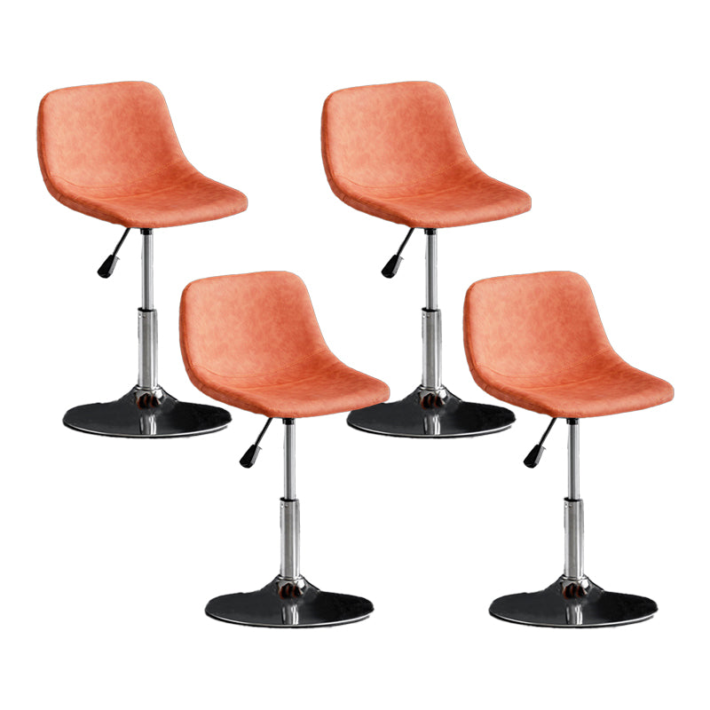 Scandinavian Metal Barstool Faux Leather Low Back Counter Stool