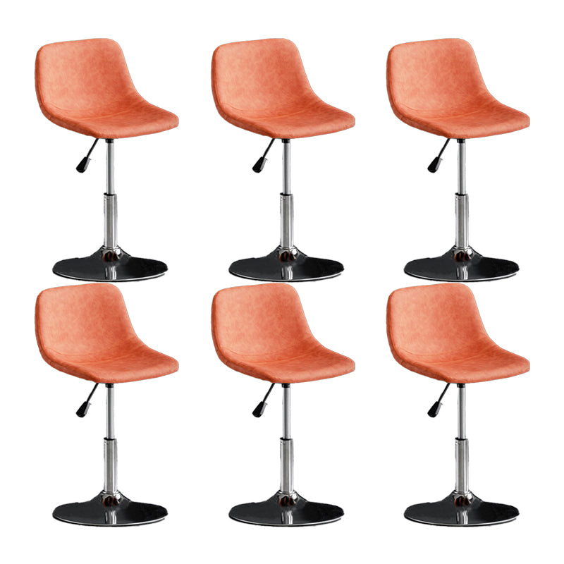 Scandinavian Metal Barstool Faux Leather Low Back Counter Stool