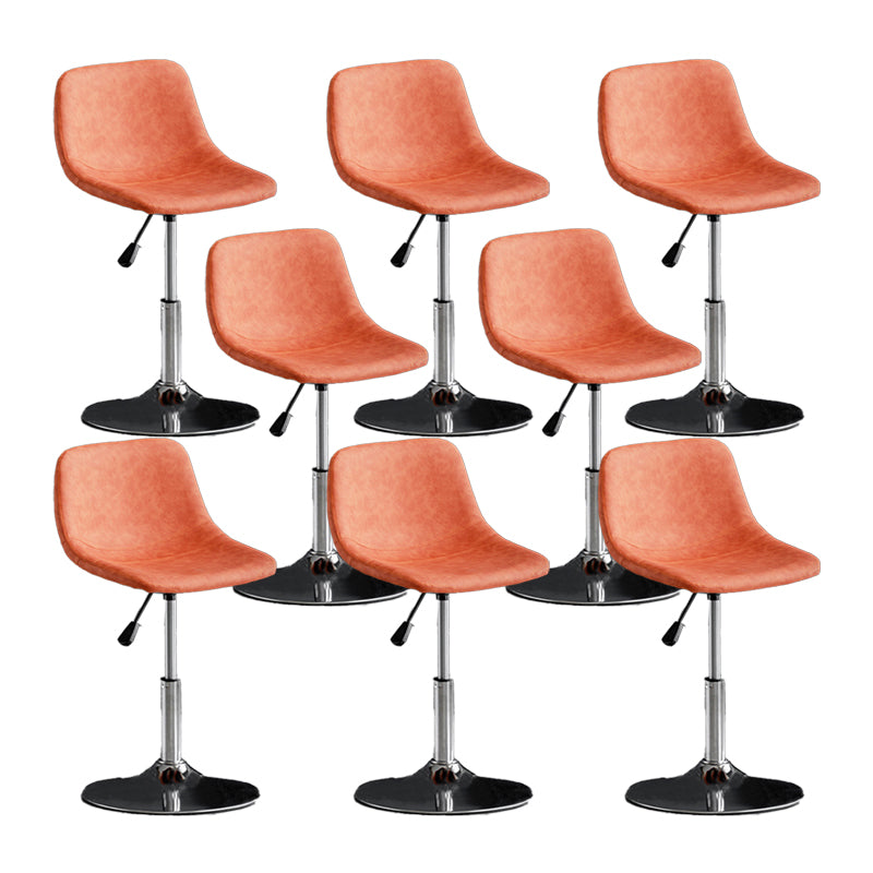 Scandinavian Metal Barstool Faux Leather Low Back Counter Stool