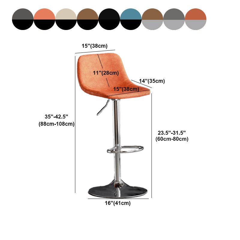 Scandinavian Metal Barstool Faux Leather Low Back Counter Stool