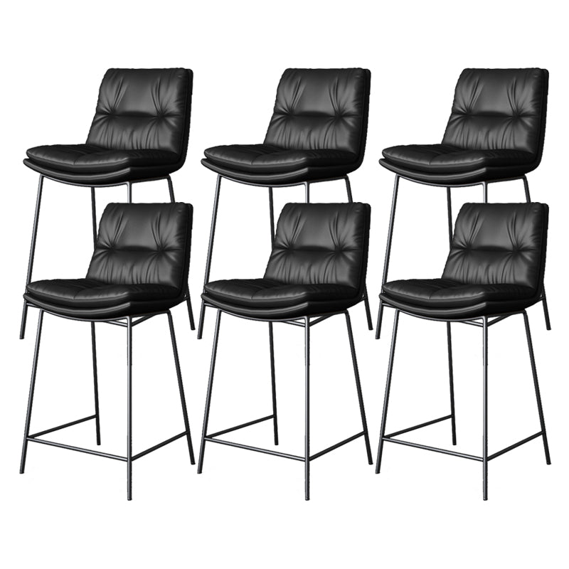 Scandinavian Metal Barstool Faux Leather Counter Stool With Iron 4 Legs