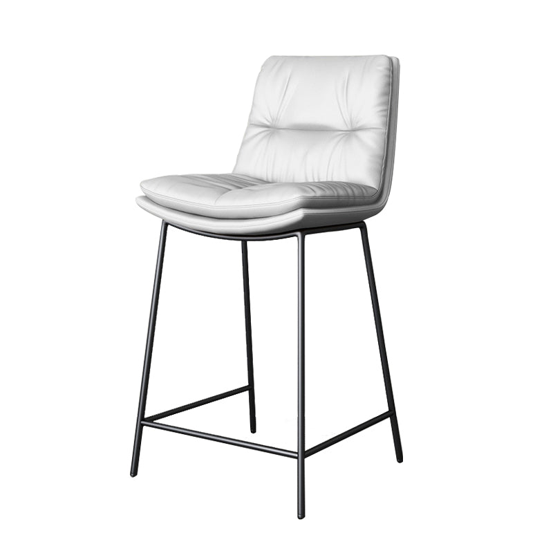Scandinavian Metal Barstool Faux Leather Counter Stool With Iron 4 Legs
