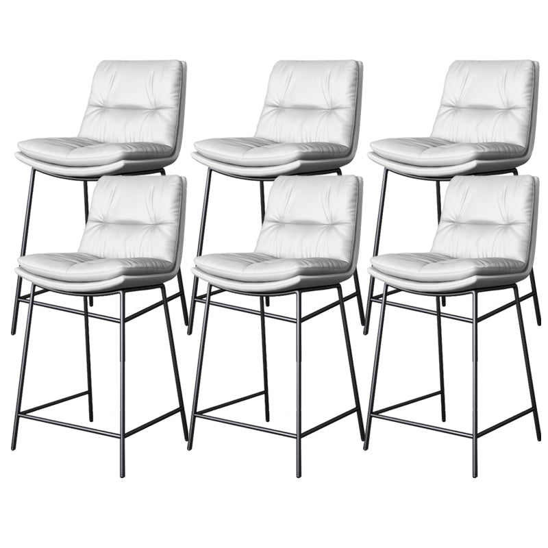 Scandinavian Metal Barstool Faux Leather Counter Stool With Iron 4 Legs