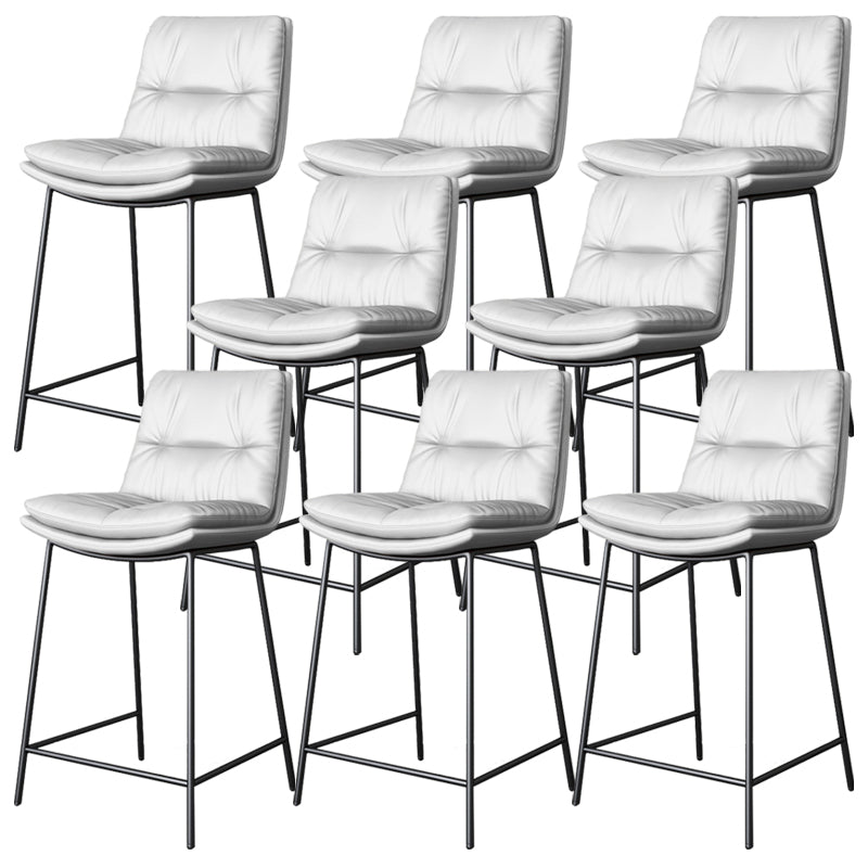 Scandinavian Metal Barstool Faux Leather Counter Stool With Iron 4 Legs