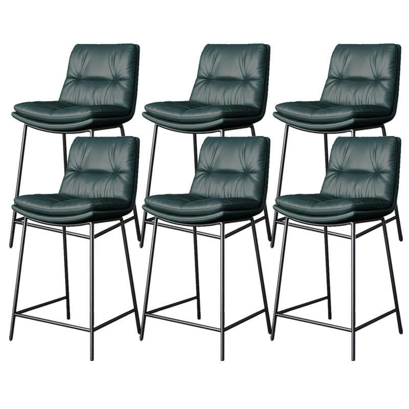 Scandinavian Metal Barstool Faux Leather Counter Stool With Iron 4 Legs