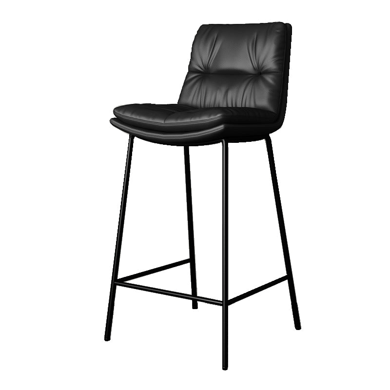 Scandinavian Metal Barstool Faux Leather Counter Stool With Iron 4 Legs