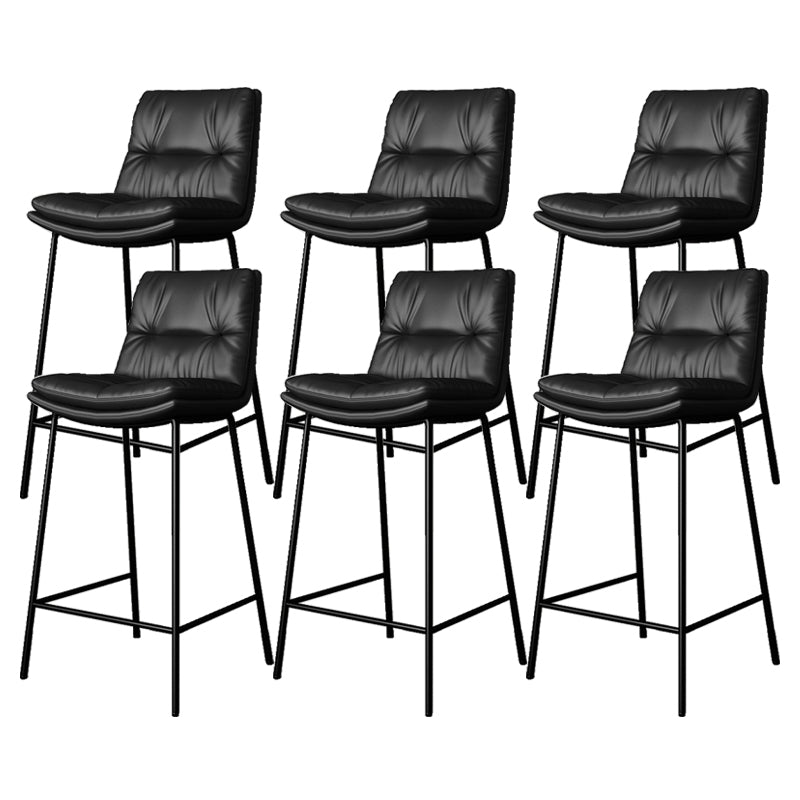 Scandinavian Metal Barstool Faux Leather Counter Stool With Iron 4 Legs