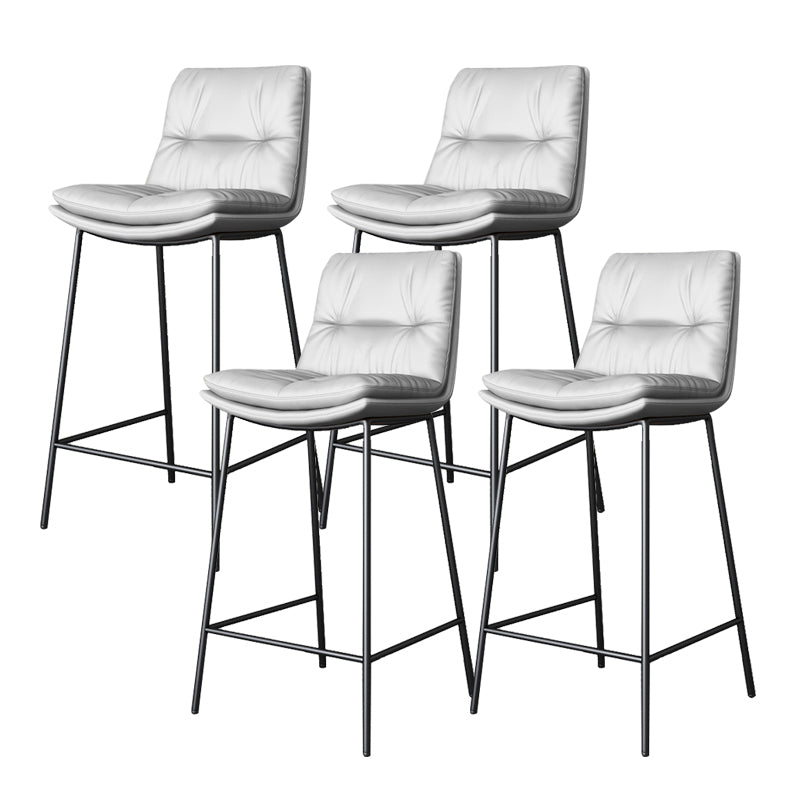 Scandinavian Metal Barstool Faux Leather Counter Stool With Iron 4 Legs