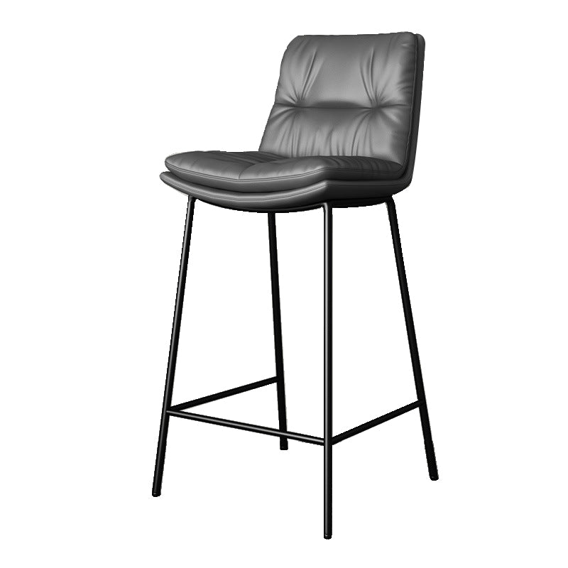 Scandinavian Metal Barstool Faux Leather Counter Stool With Iron 4 Legs