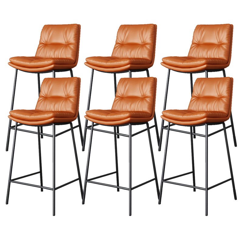 Scandinavian Metal Barstool Faux Leather Counter Stool With Iron 4 Legs