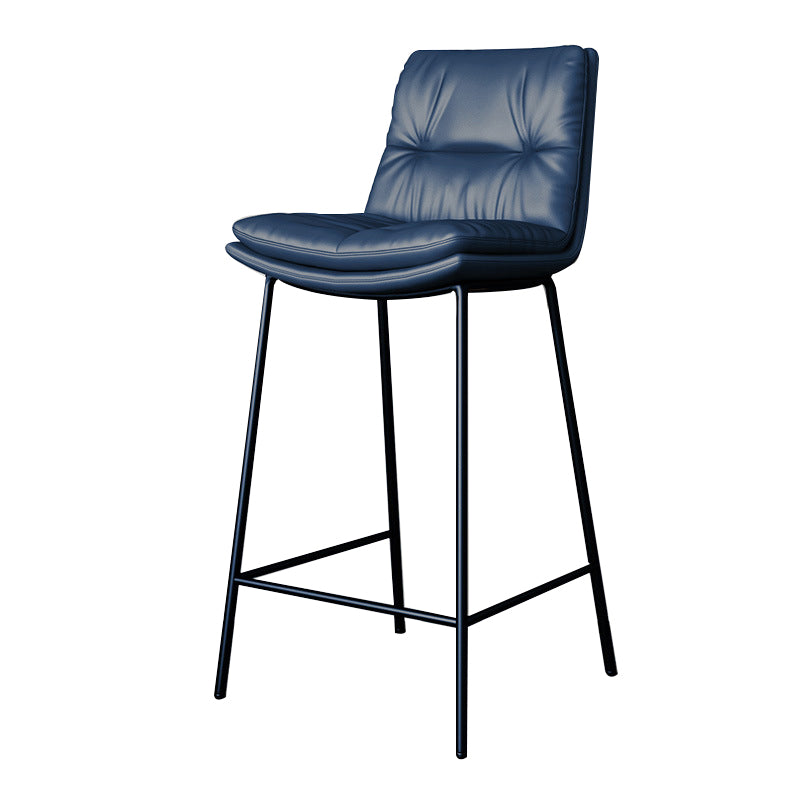 Scandinavian Metal Barstool Faux Leather Counter Stool With Iron 4 Legs