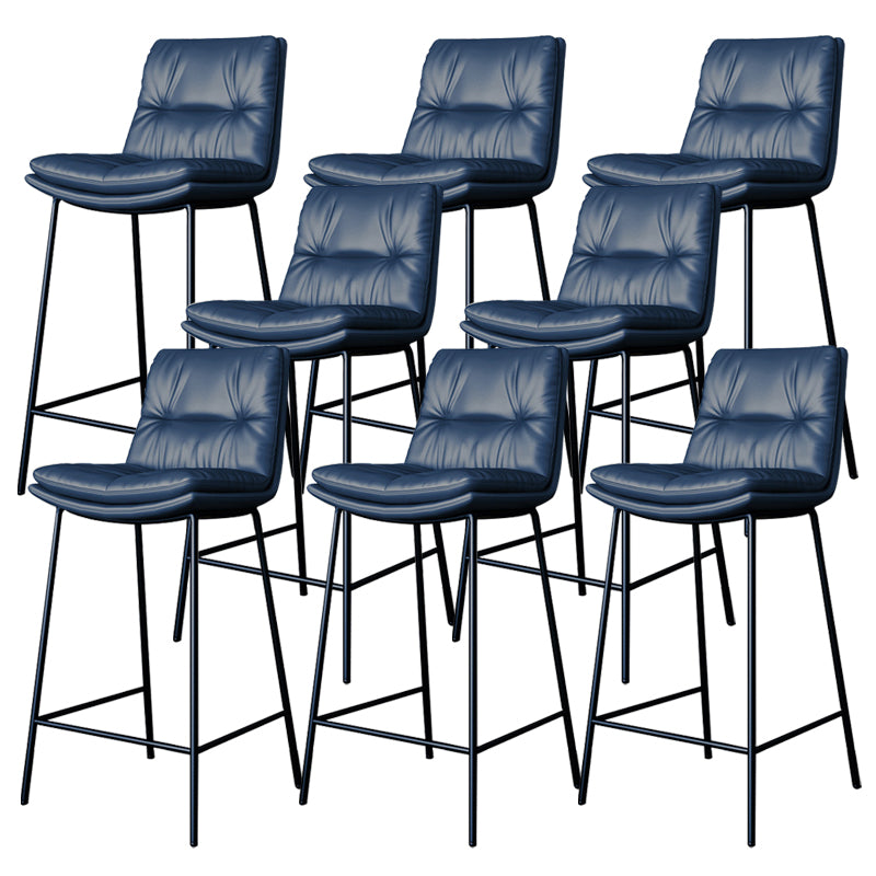 Scandinavian Metal Barstool Faux Leather Counter Stool With Iron 4 Legs