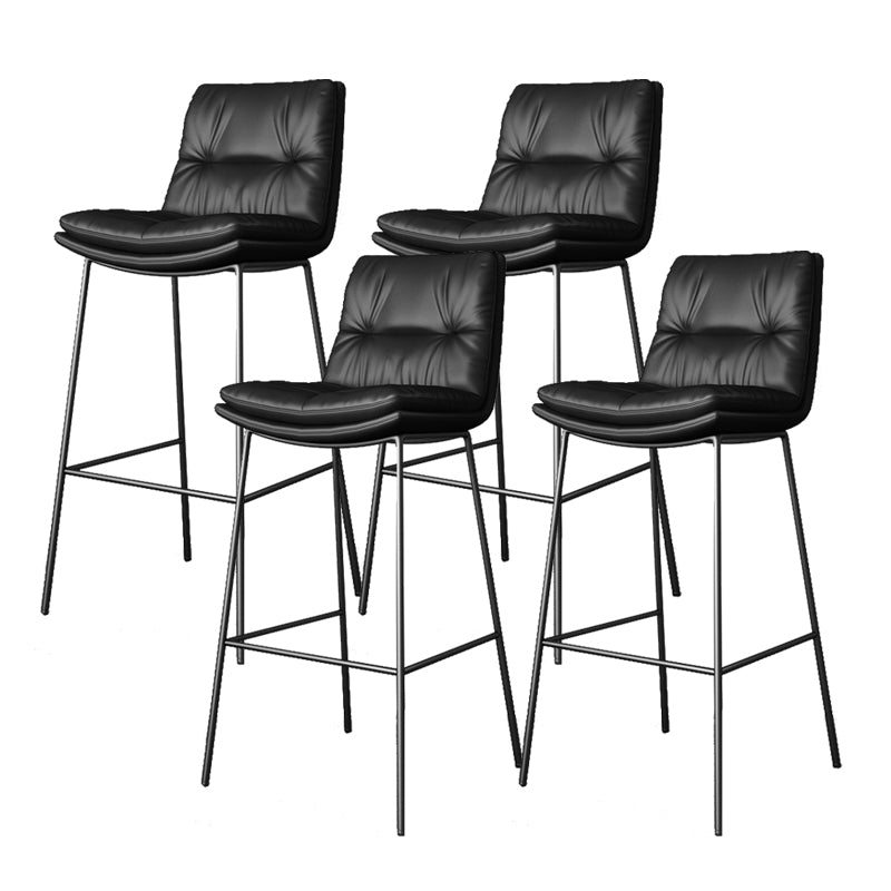 Scandinavian Metal Barstool Faux Leather Counter Stool With Iron 4 Legs