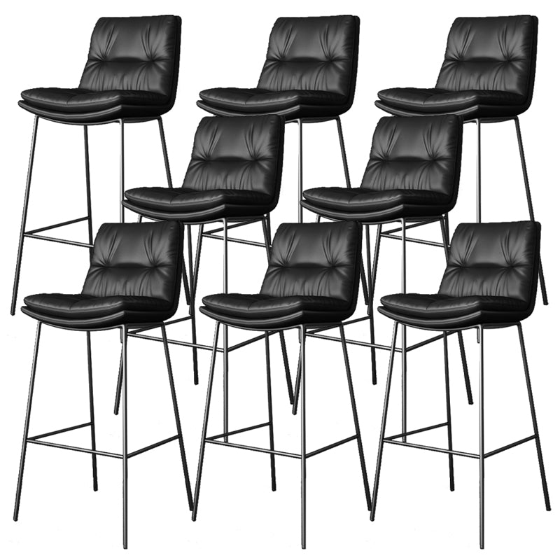 Scandinavian Metal Barstool Faux Leather Counter Stool With Iron 4 Legs