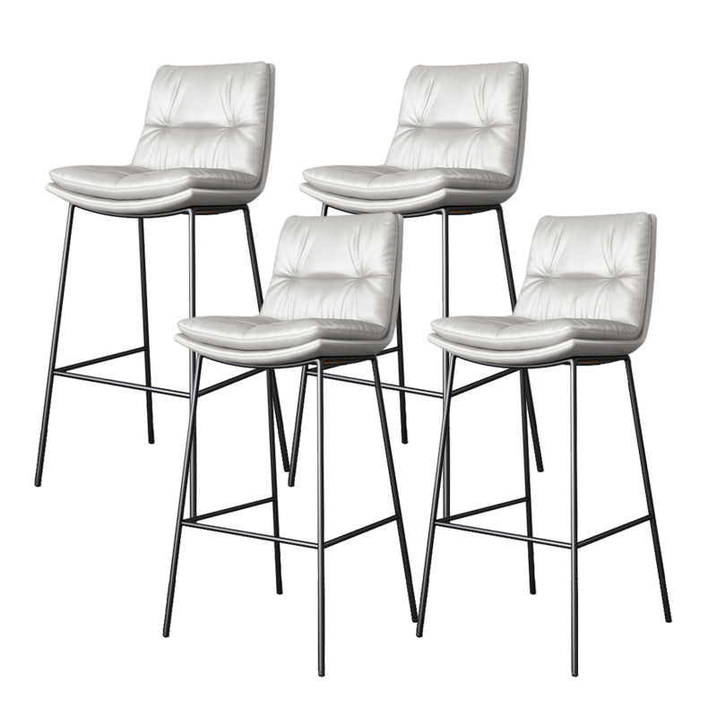 Scandinavian Metal Barstool Faux Leather Counter Stool With Iron 4 Legs