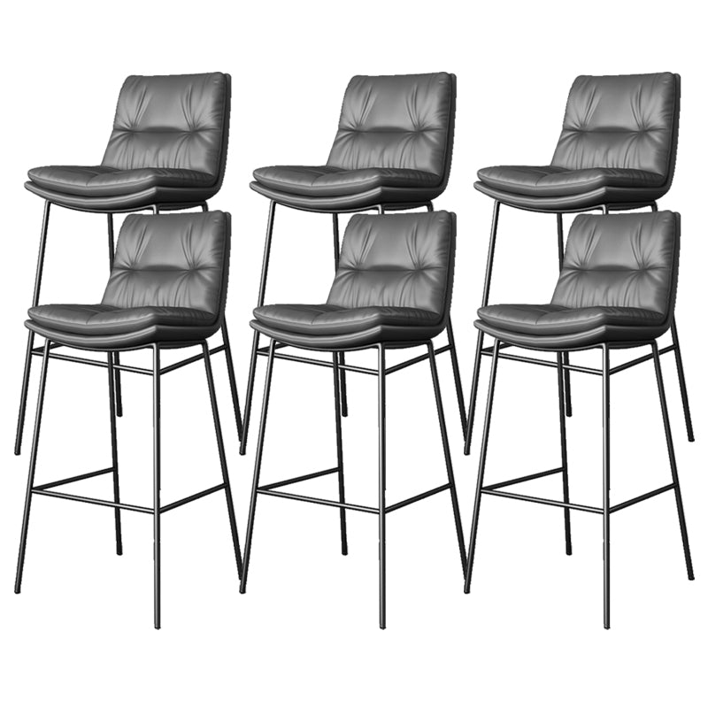 Scandinavian Metal Barstool Faux Leather Counter Stool With Iron 4 Legs