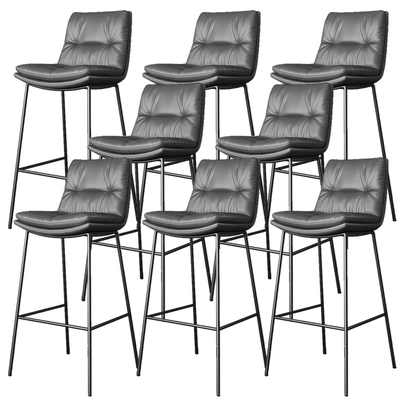 Scandinavian Metal Barstool Faux Leather Counter Stool With Iron 4 Legs