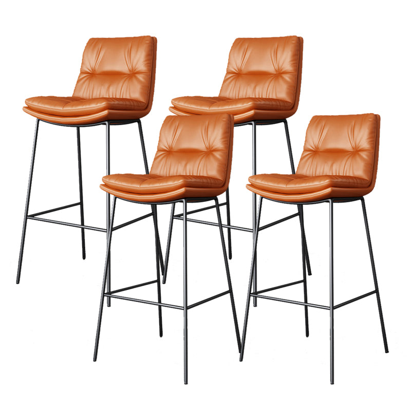Scandinavian Metal Barstool Faux Leather Counter Stool With Iron 4 Legs