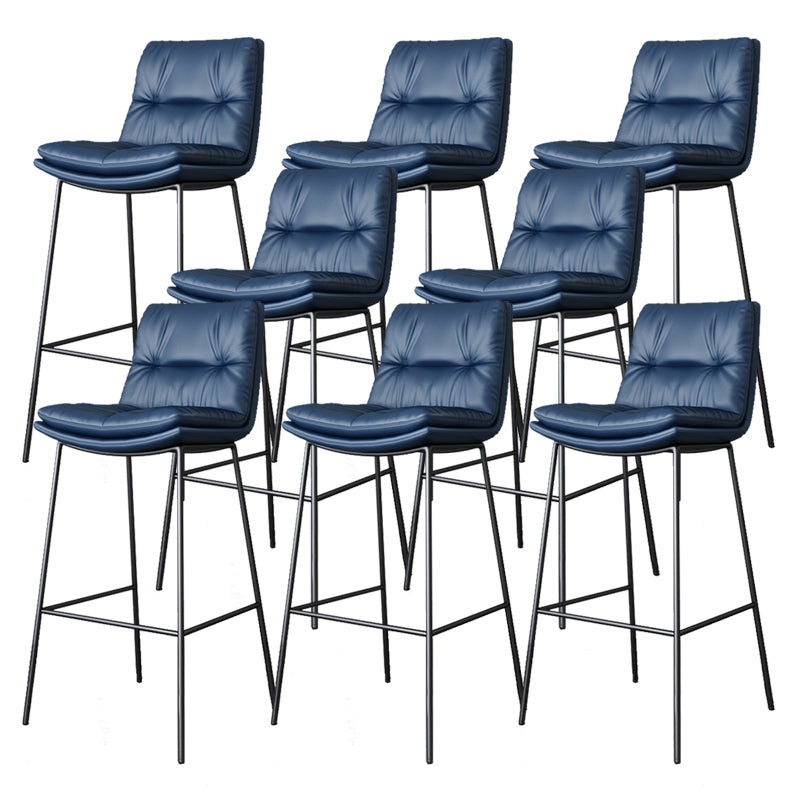 Scandinavian Metal Barstool Faux Leather Counter Stool With Iron 4 Legs