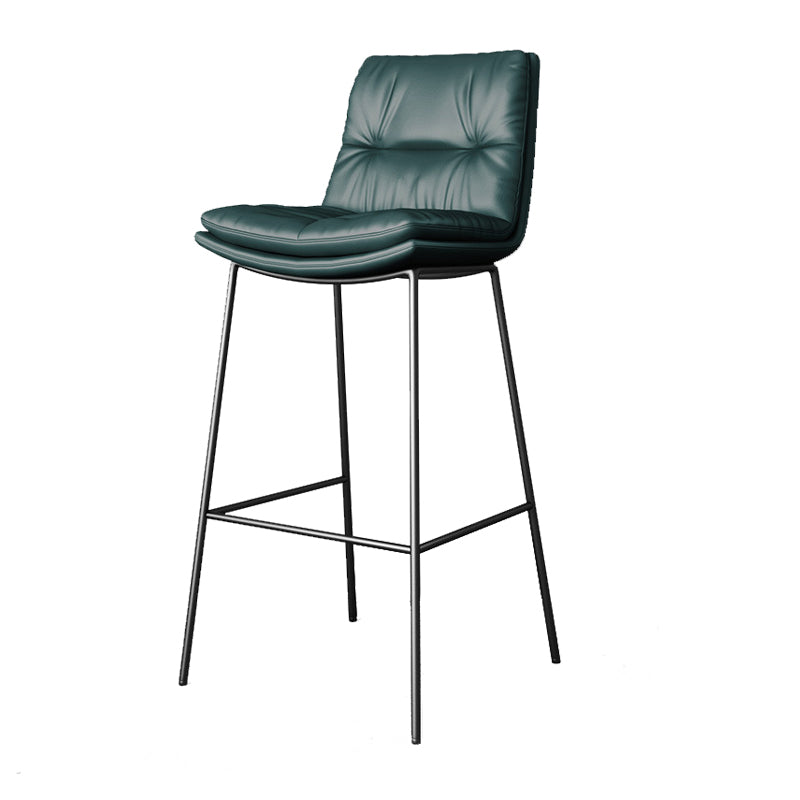 Scandinavian Metal Barstool Faux Leather Counter Stool With Iron 4 Legs
