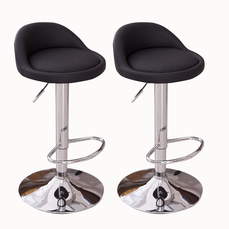 Modern Metal Barstool Faux Leather Upholstered Counter Stool in Matte Finish for Indoor