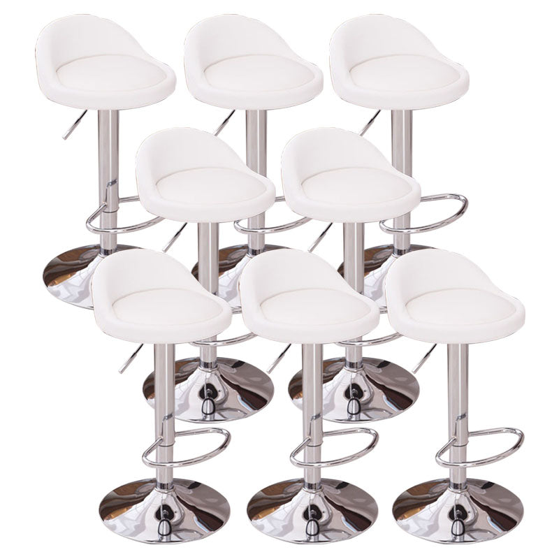 Modern Metal Barstool Faux Leather Upholstered Counter Stool in Matte Finish for Indoor