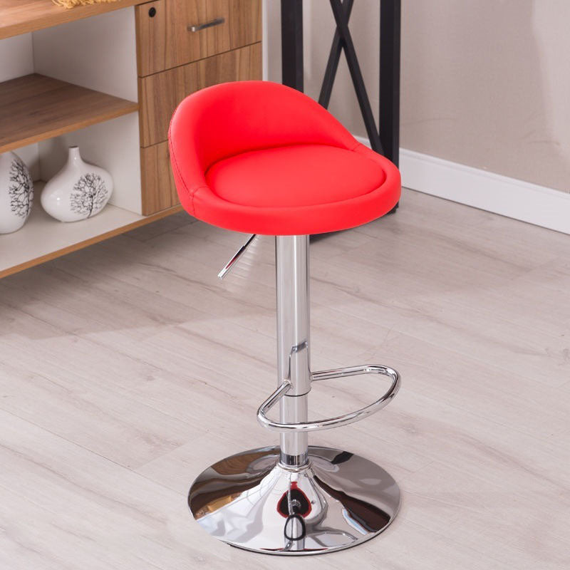 Modern Metal Barstool Faux Leather Upholstered Counter Stool in Matte Finish for Indoor