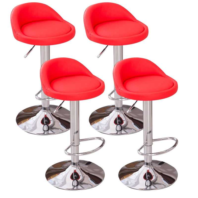 Modern Metal Barstool Faux Leather Upholstered Counter Stool in Matte Finish for Indoor