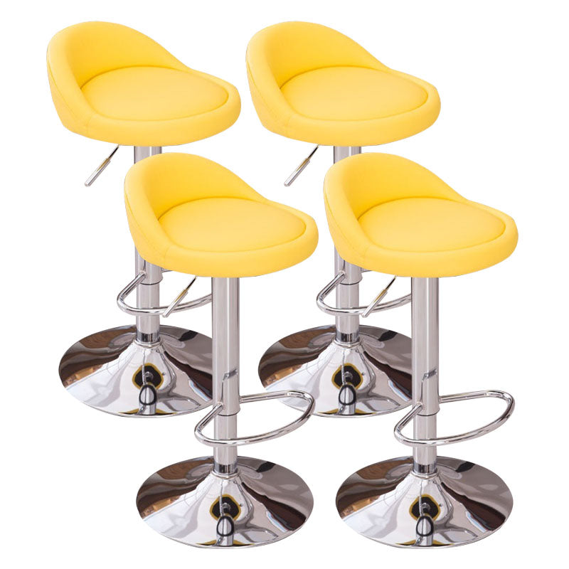 Modern Metal Barstool Faux Leather Upholstered Counter Stool in Matte Finish for Indoor