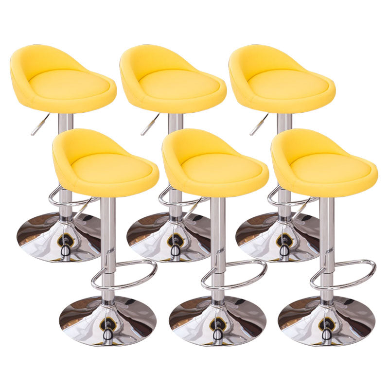 Modern Metal Barstool Faux Leather Upholstered Counter Stool in Matte Finish for Indoor