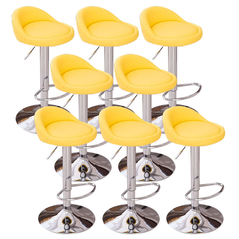 Modern Metal Barstool Faux Leather Upholstered Counter Stool in Matte Finish for Indoor