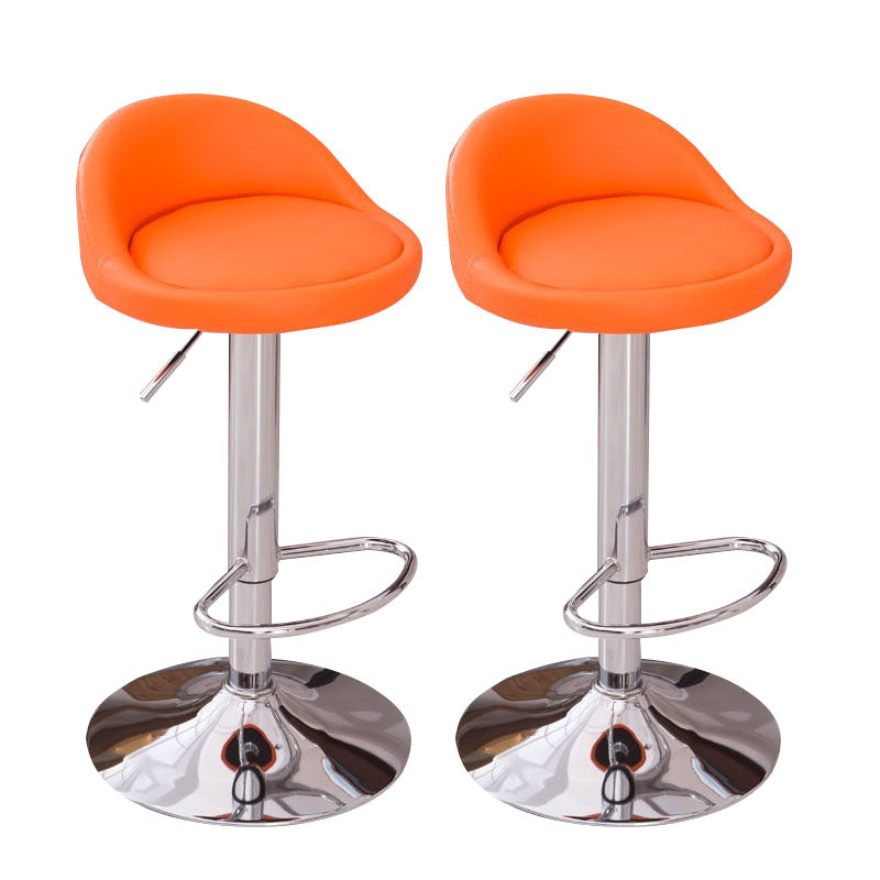 Modern Metal Barstool Faux Leather Upholstered Counter Stool in Matte Finish for Indoor