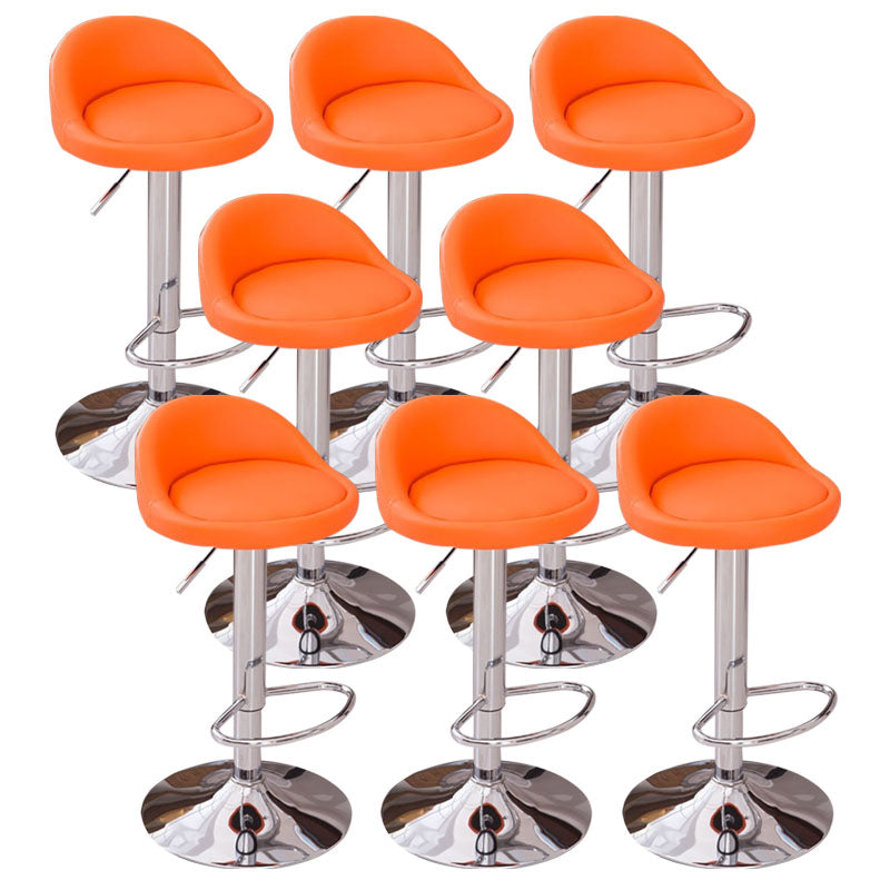 Modern Metal Barstool Faux Leather Upholstered Counter Stool in Matte Finish for Indoor