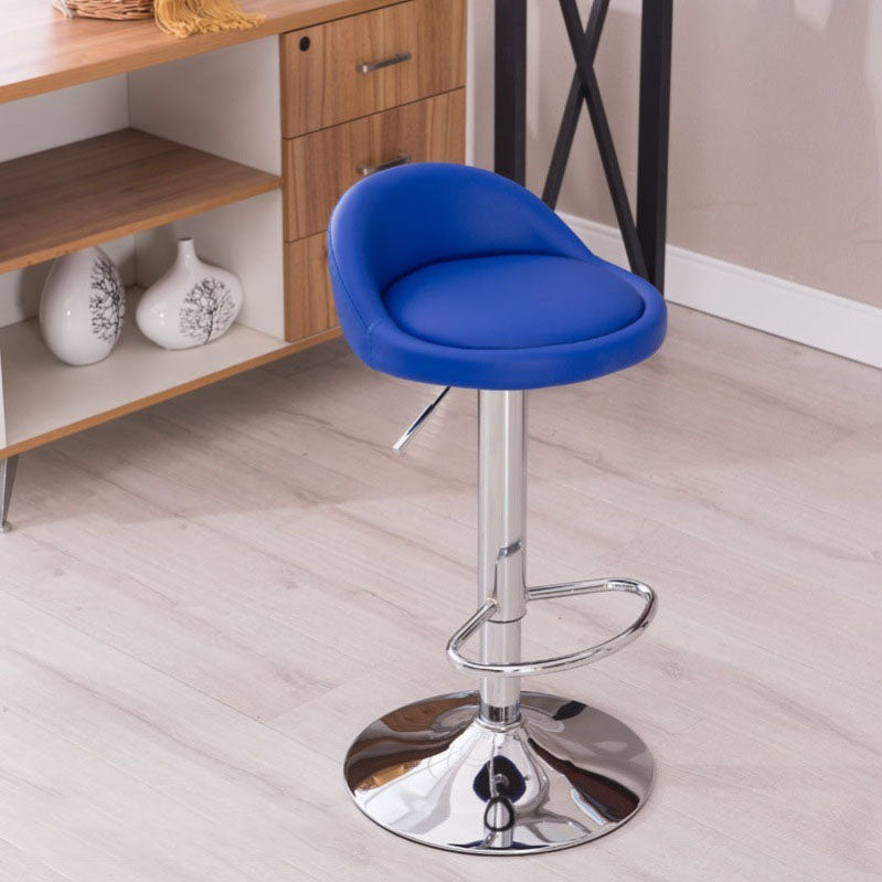 Modern Metal Barstool Faux Leather Upholstered Counter Stool in Matte Finish for Indoor