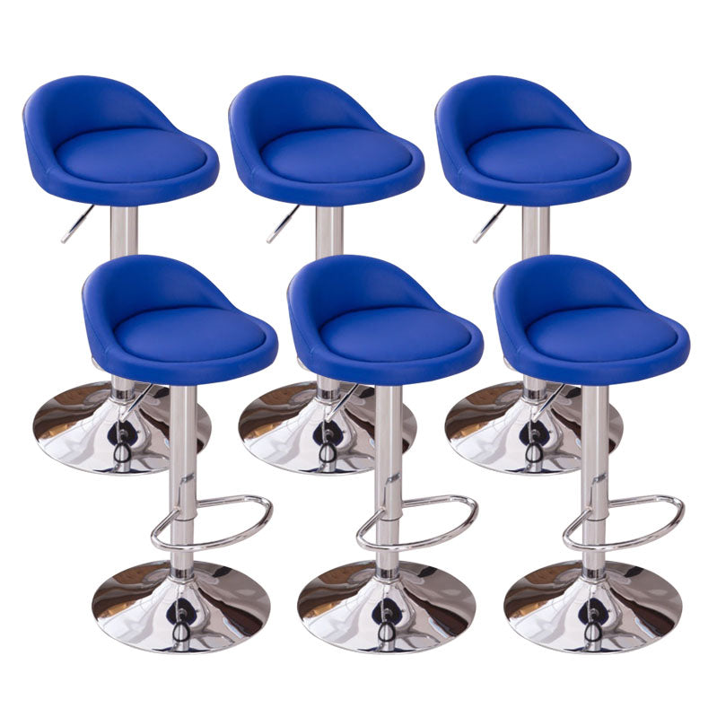 Modern Metal Barstool Faux Leather Upholstered Counter Stool in Matte Finish for Indoor