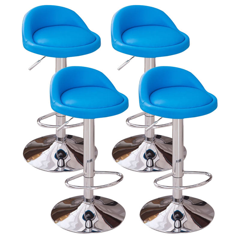 Modern Metal Barstool Faux Leather Upholstered Counter Stool in Matte Finish for Indoor