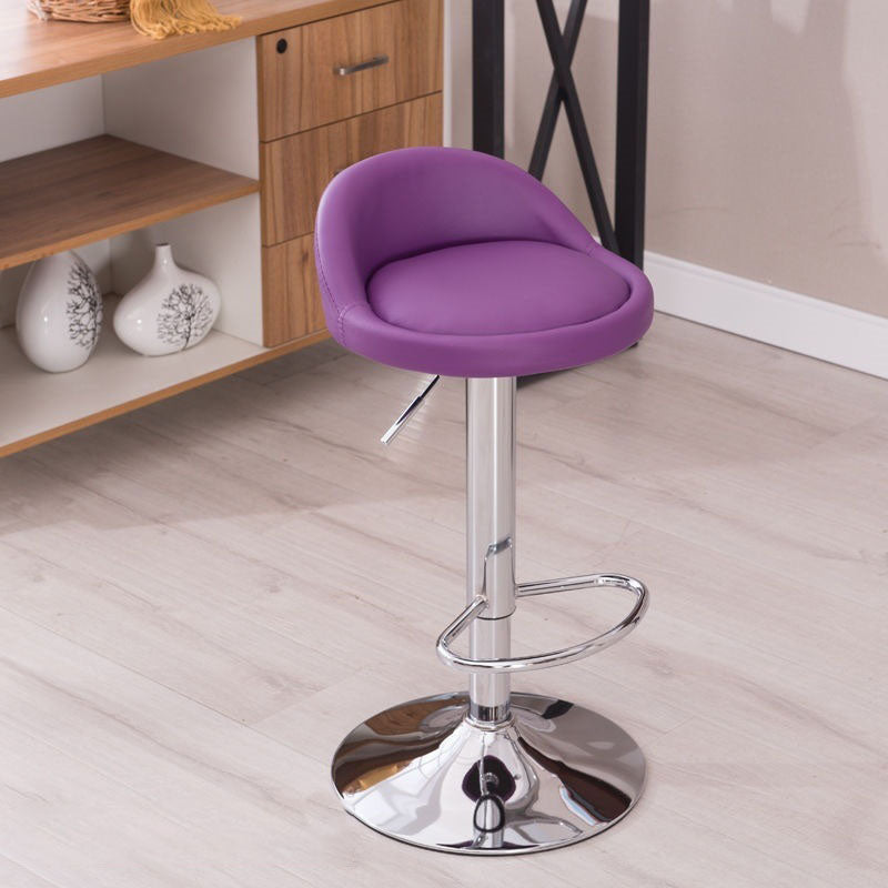 Modern Metal Barstool Faux Leather Upholstered Counter Stool in Matte Finish for Indoor