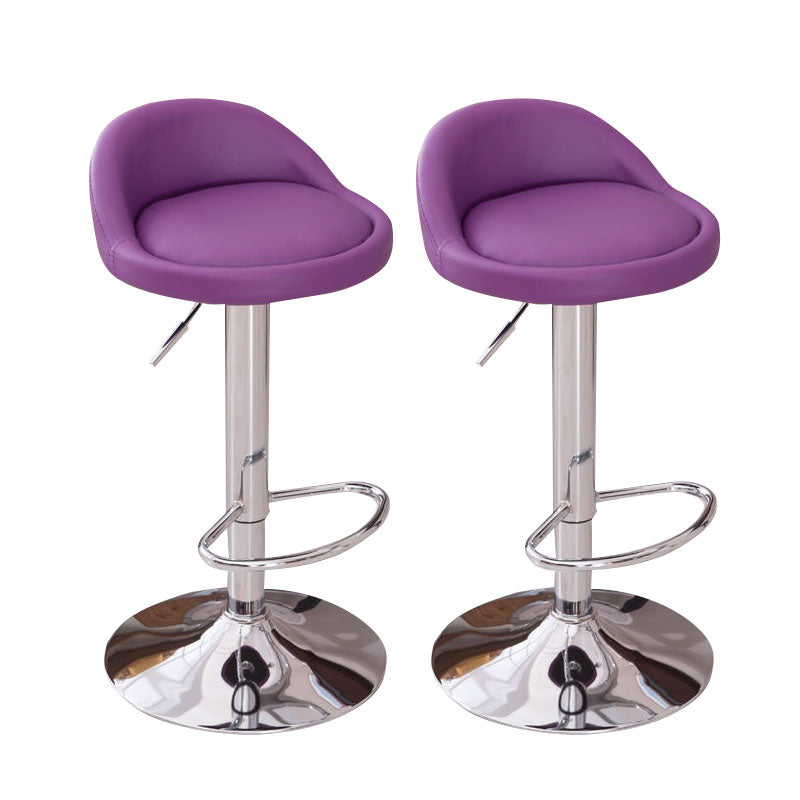 Modern Metal Barstool Faux Leather Upholstered Counter Stool in Matte Finish for Indoor