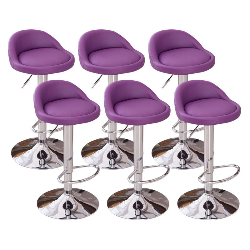 Modern Metal Barstool Faux Leather Upholstered Counter Stool in Matte Finish for Indoor