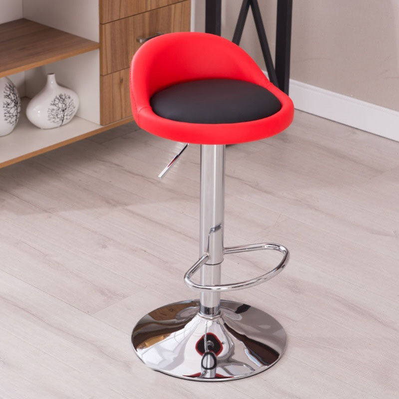 Modern Metal Barstool Faux Leather Upholstered Counter Stool in Matte Finish for Indoor