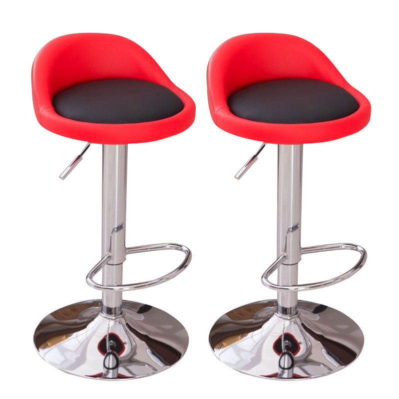 Modern Metal Barstool Faux Leather Upholstered Counter Stool in Matte Finish for Indoor