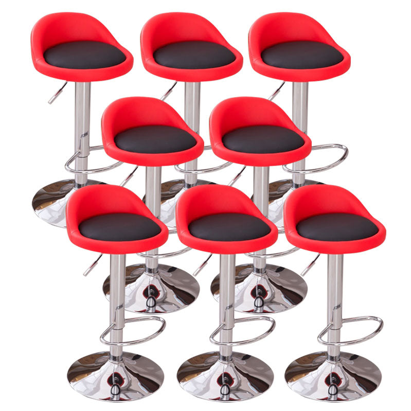 Modern Metal Barstool Faux Leather Upholstered Counter Stool in Matte Finish for Indoor