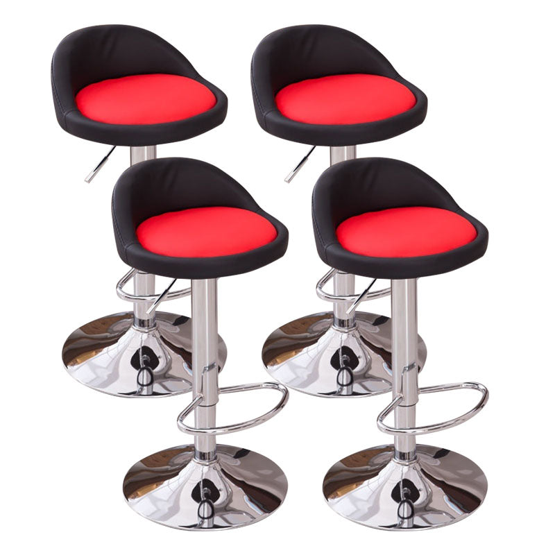 Modern Metal Barstool Faux Leather Upholstered Counter Stool in Matte Finish for Indoor