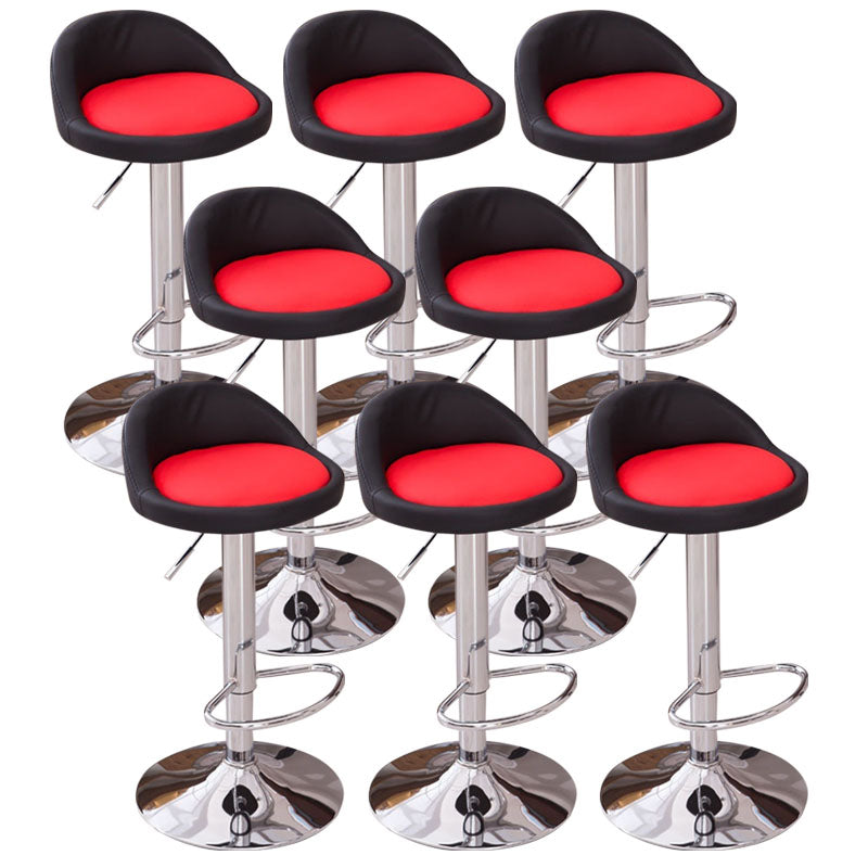 Modern Metal Barstool Faux Leather Upholstered Counter Stool in Matte Finish for Indoor